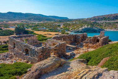 Yunan adası Girit 'teki antik Itanos kentinin kalıntıları.