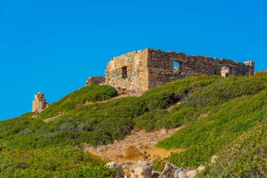Yunan adası Girit 'teki antik Itanos kentinin kalıntıları.