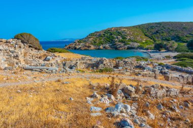 Yunan adası Girit 'teki antik Itanos kentinin kalıntıları.