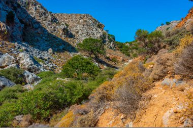 Yunan adası Girit 'te Zakros Geçidi manzarası.