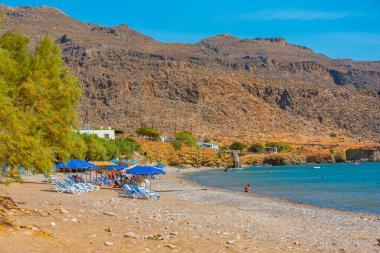 Yunanistan 'ın Girit kentindeki Zakros plajında yaz günü.