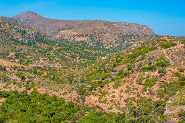 Yunan adası Girit 'in Hilly kırsalı.