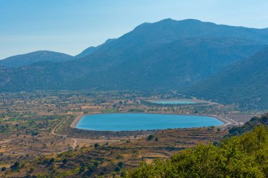 Yunan adası Girit 'te Lasithi platosunun su rezervleri.