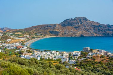 Panorama view of Greek town Plakias at Crete island. clipart