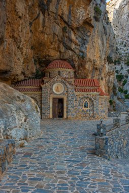 Saint Nicholas Church at Kotsifou canyon at Crete, Greece. clipart