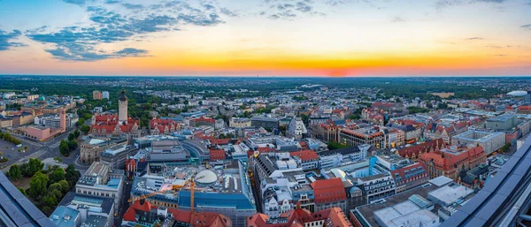 Vista Panoramica Sul Tramonto Della Città Tedesca Lipsia — Foto Stock