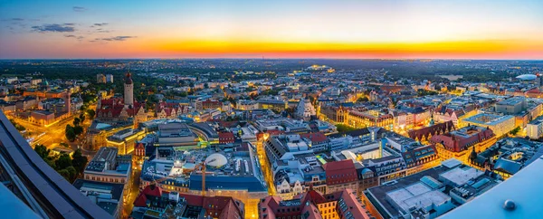 Πανόραμα Ηλιοβασίλεμα Της Γερμανικής Πόλης Λειψία — Φωτογραφία Αρχείου