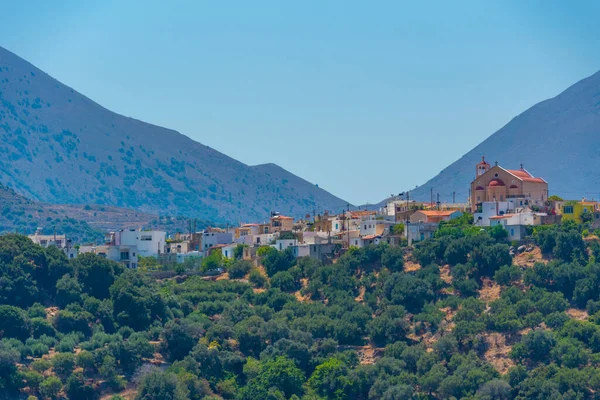 Vista Pueblo Montaña Isla Griega Creta — Foto de Stock