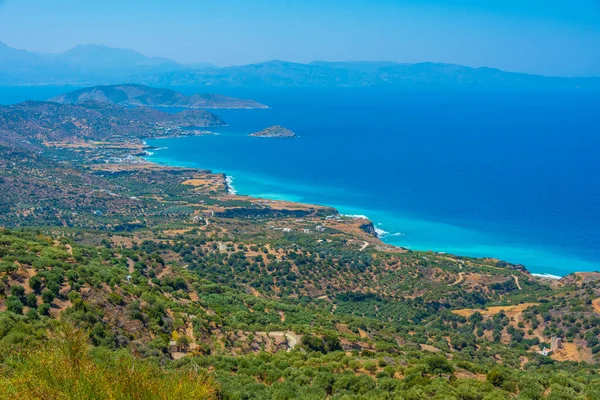stock image Panorama view of Mirabello bay at Greek island Crete.