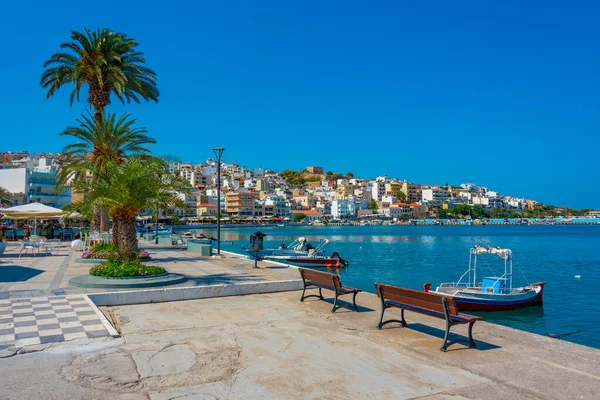 Stock image Seaside promenade at Greek town Sitia.