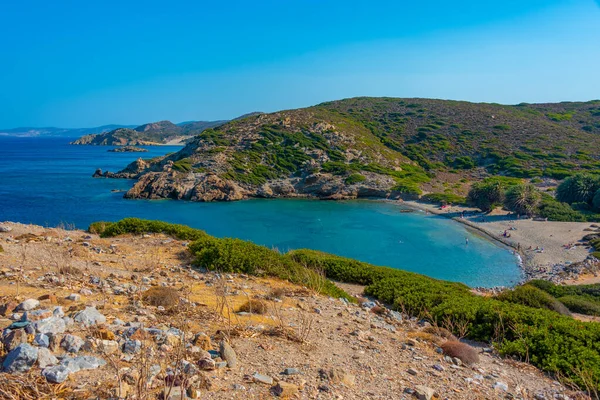 Sommardag Itanos Strand Kreta Grekland — Stockfoto