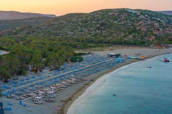 stock image Sunset over Vai beach at Crete, Greece.