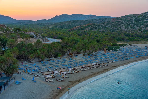 stock image Sunset over Vai beach at Crete, Greece.