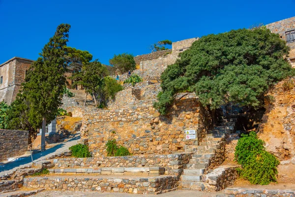 stock image Old buildings at Spinalonga Fortress at Greek island Crete.