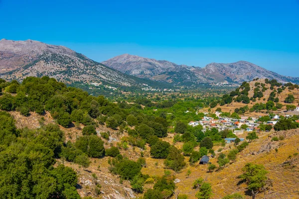Horská Vesnice Náhorní Plošině Lasithi Řeckém Ostrově Kréta — Stock fotografie