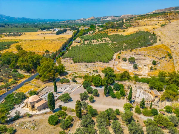 Aerial view of Archaeological Site of Gortyna at Crete, Greece.
