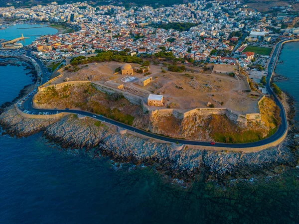 Sonnenuntergang Luftaufnahme Der Venezianischen Festung Fortezza Der Griechischen Stadt Rethimno — Stockfoto