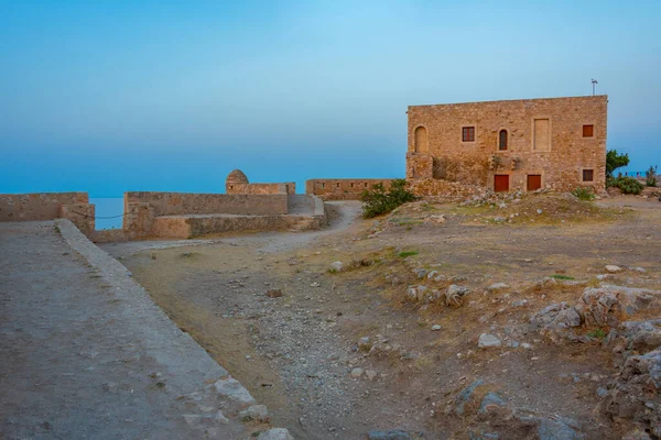 Vista Pôr Sol Castelo Fortezza Veneziano Cidade Grega Rethimno Creta — Fotografia de Stock