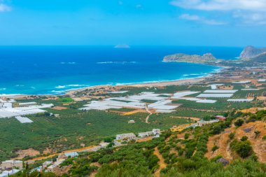 Yunanistan 'ın Girit kentindeki Falasarna plajının Panorama manzarası.