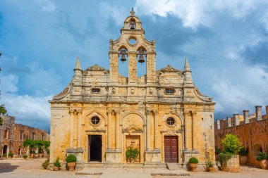 Yunan adası Girit 'teki Moni Arkadiou manastırı.