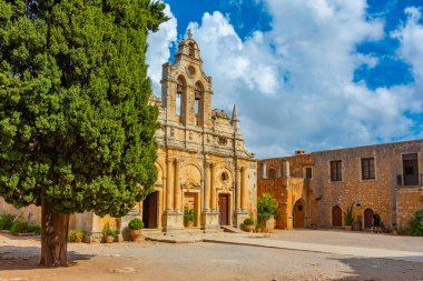 Yunan adası Girit 'teki Moni Arkadiou manastırı.