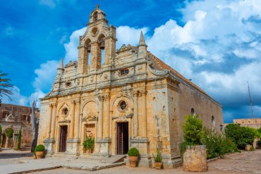 Yunan adası Girit 'teki Moni Arkadiou manastırı.