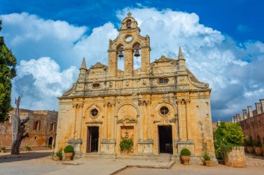 Yunan adası Girit 'teki Moni Arkadiou manastırı.