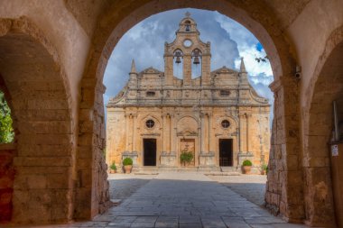 Yunan adası Girit 'teki Moni Arkadiou manastırı.