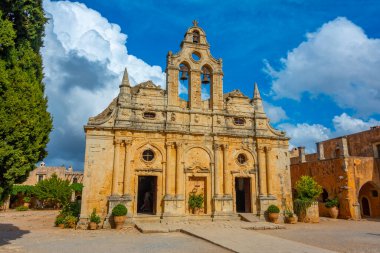 Yunan adası Girit 'teki Moni Arkadiou manastırı.