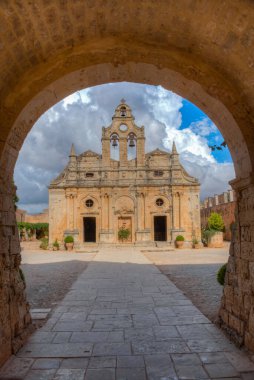 Yunan adası Girit 'teki Moni Arkadiou manastırı.
