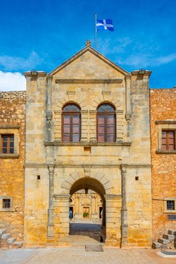 Yunan adası Girit 'teki Moni Arkadiou manastırı.