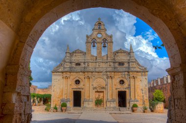 Yunan adası Girit 'teki Moni Arkadiou manastırı.