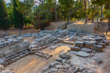 Yunan adası Girit 'teki Knossos sarayının günbatımı manzarası.