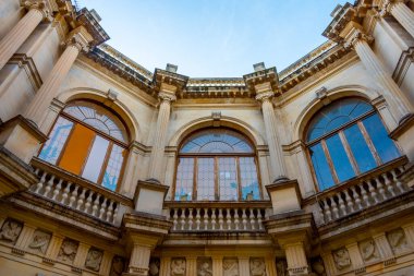 Girit Adası 'ndaki Yunan kenti Heraklion' daki Venedik logosu gündoğumu manzarası.