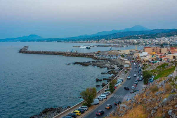 Yunanistan Crece Kentindeki Rethimno Limanının Günbatımı Görüntüsü — Stok fotoğraf