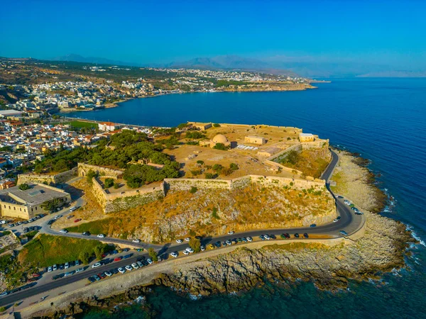 Vista Aérea Del Castillo Veneciano Fortezza Ciudad Griega Rethimno Creta — Foto de Stock