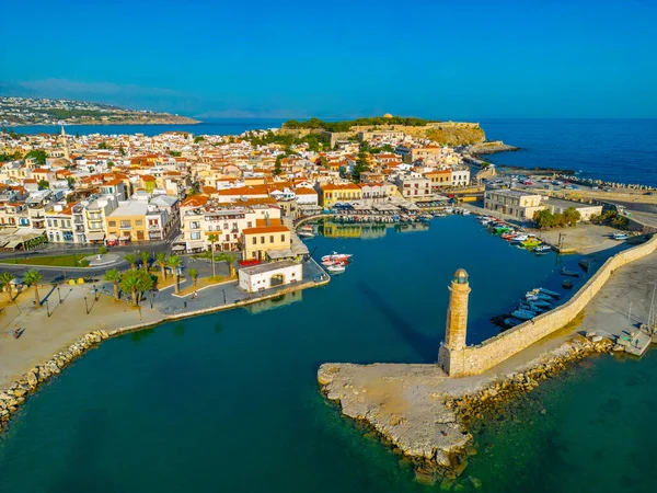 Luftaufnahme Des Venezianischen Hafens Der Griechischen Stadt Rethimno Kreta — Stockfoto