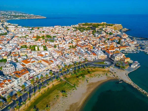 Luchtfoto Van Venetiaanse Haven Griekse Stad Rethimno Kreta — Stockfoto