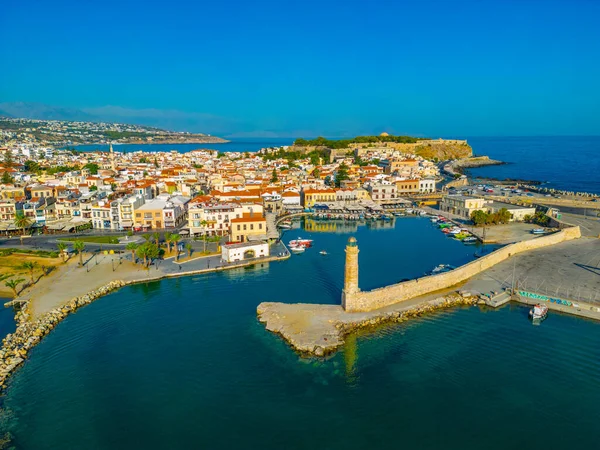 Vista Aérea Del Puerto Veneciano Ciudad Griega Rethimno Creta — Foto de Stock