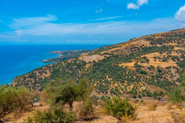 Panorama Pohled Pobřeží Jižní Kréty Řecku — Stock fotografie