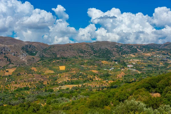 Panorama Pohled Zemědělskou Krajinu Řeckého Ostrova Kréta — Stock fotografie