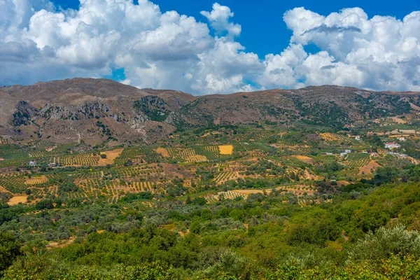 Vista Panorámica Del Paisaje Agrícola Isla Griega Creta — Foto de Stock