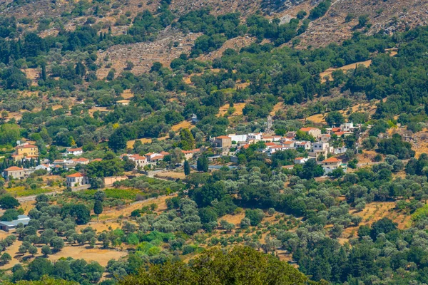 Día Soleado Pueblo Montaña Isla Griega Creta — Foto de Stock