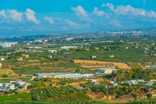 Vista Panoramica Del Paesaggio Agricolo Dell Isola Greca Creta — Foto Stock