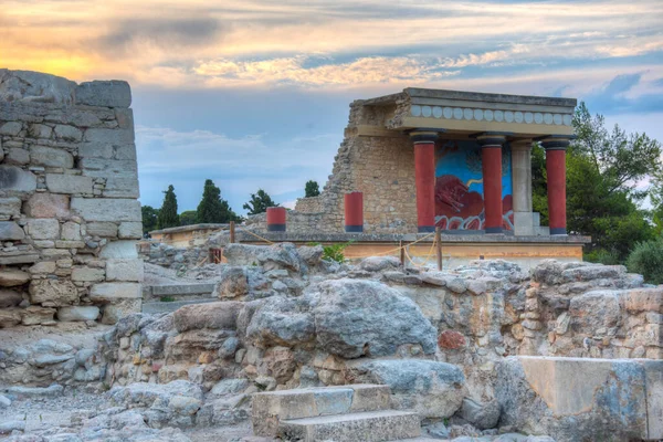 Vedere Apus Intrării Nord Palatului Knossos Insula Grecească Creta — Fotografie, imagine de stoc