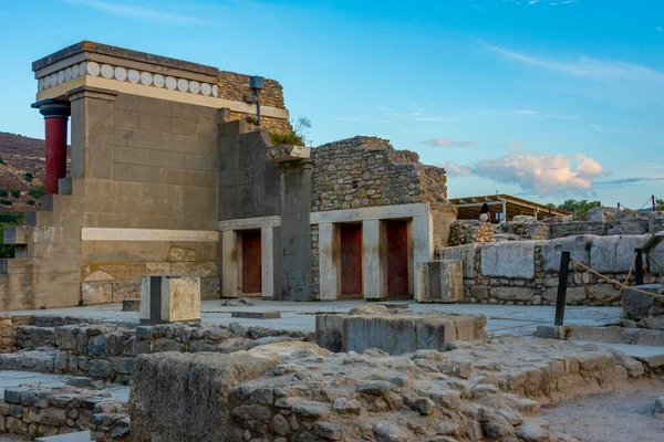 Yunan Adası Girit Teki Knossos Sarayının Günbatımı Manzarası — Stok fotoğraf