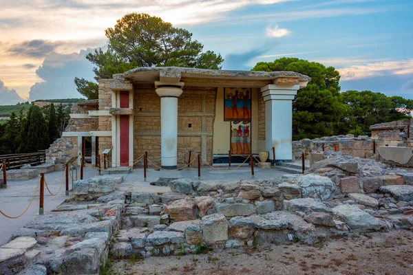 Prozessionsfresko Den Ruinen Des Palastes Von Knossos Auf Kreta Griechenland — Stockfoto