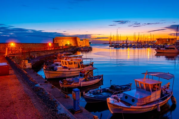 Vista Nascer Sol Marina Porto Grego Heraklion Ilha Creta — Fotografia de Stock
