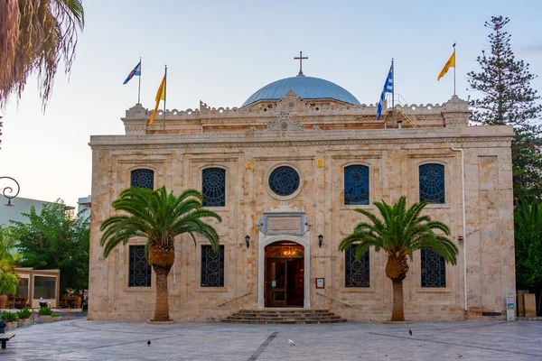 Soluppgång Utsikt Över Kyrkan Agios Titos Heraklion Grekland — Stockfoto