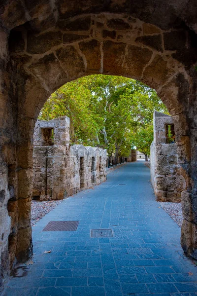 Sunrise view of the Saint Anthony gate of Rhodes in Greece.